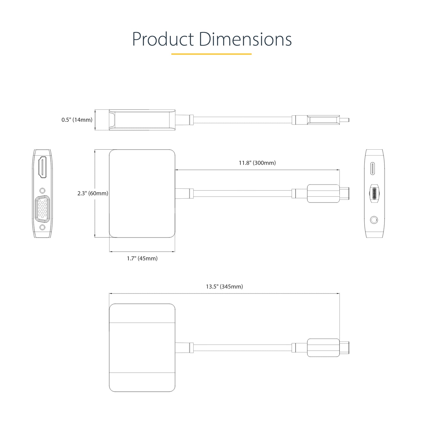StarTech.com 122-USBC-HDMI-4K-VGA adaptador gráfico USB 3840 x 2160 Pixeles Gris
