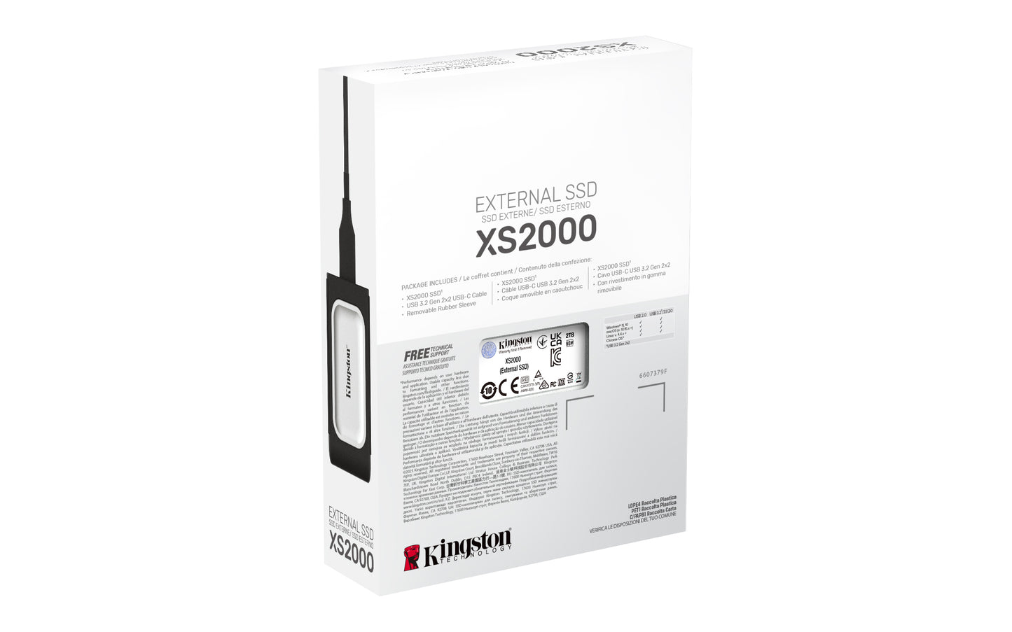 Unidad de Estado Sólido SSD Kingston XS2000 Externo 2TB Lectura/Escritura 2.000MB/seg