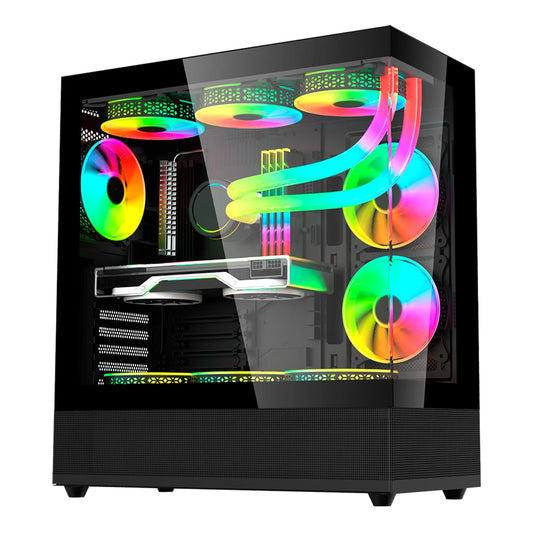 Gabinete Gamer Acteck Media Torre Tank Super 9200TB Max MB ATX Legend Negro