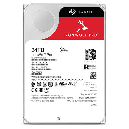 Seagate IronWolf Pro ST24000NT002 disco duro interno 24 TB 7200 RPM 512 MB 3.5" Serial ATA III