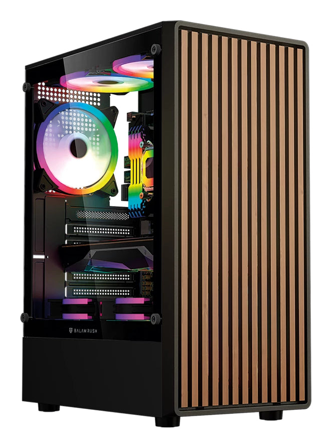 Gabinete Gamer Balam Rush Compact Media Torre Dragonfly Wood GM580 / Negro