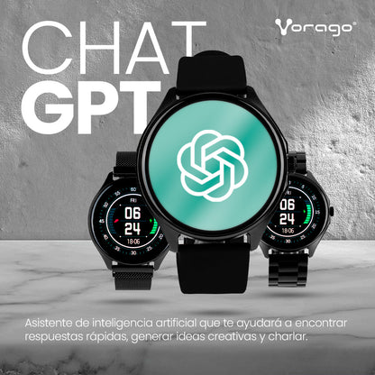Smart Watch Vorago SW-505 Redondo IP67 Bluetooth Pantalla AMOLED 1.43"  Táctil Negro 2 Extensibles