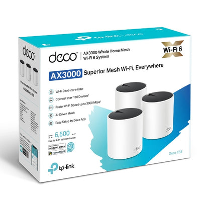 TP-Link DECO X55 (3-Pack) Doble banda (2,4 GHz / 5 GHz) Wi-Fi 6 (802.11ax) Blanco Interno