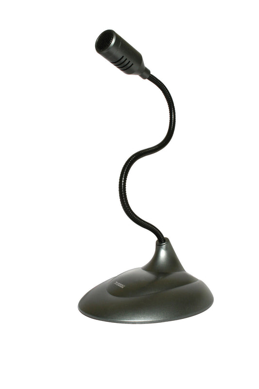 Micrófono de escritorio Perfect Choice con cuello flexible, omnidireccional, alámbrico, salida para audífonos, negro, PC-110279