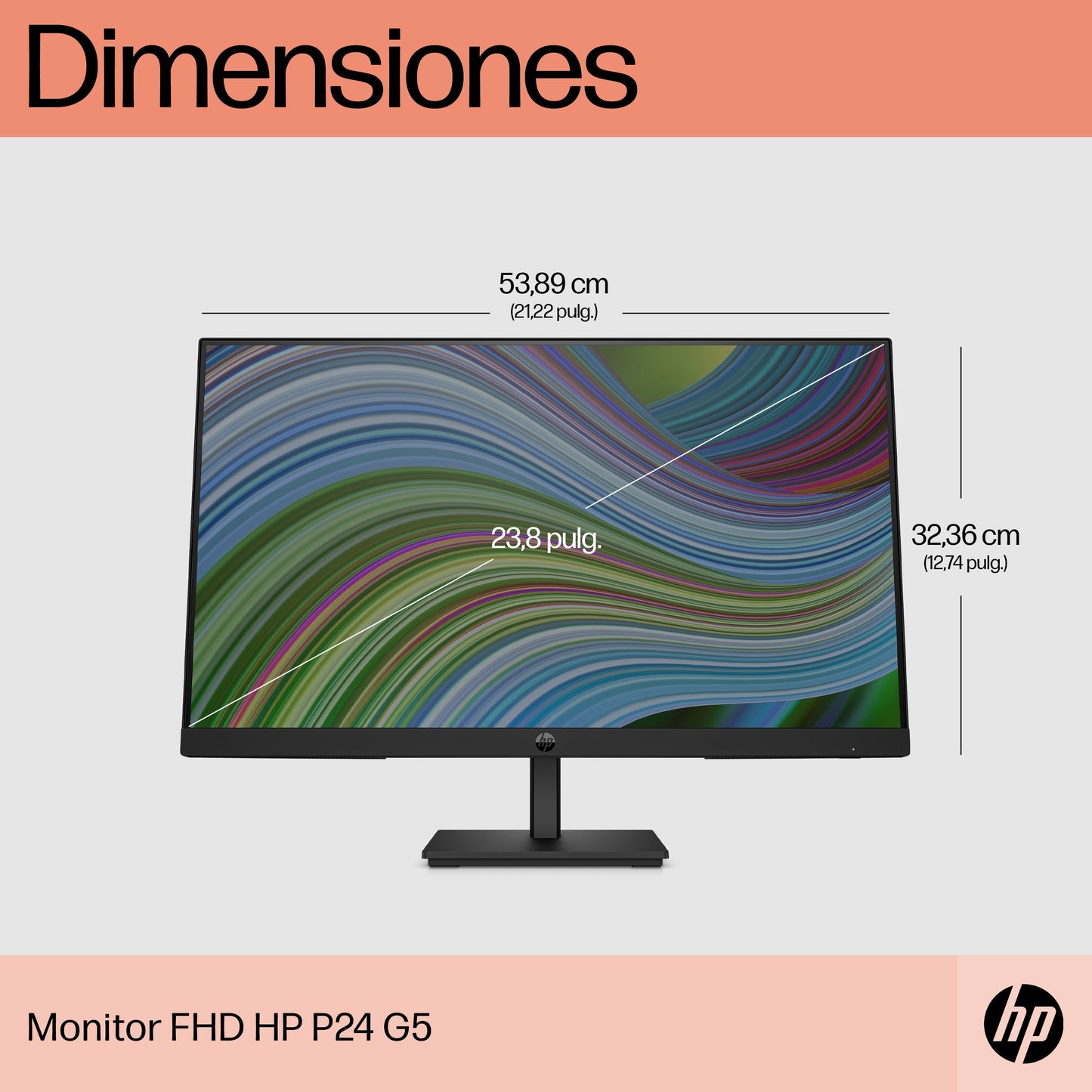 HP P24 G5 FHD Monitor monitor de computadora 60.5 cm (23.8") 1920 x 1080 Pixeles Full HD LCD Negro