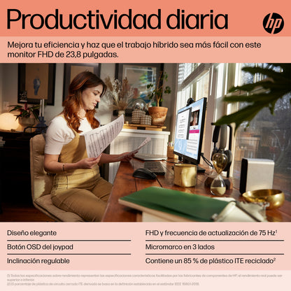 HP P24 G5 FHD Monitor monitor de computadora 60.5 cm (23.8") 1920 x 1080 Pixeles Full HD LCD Negro