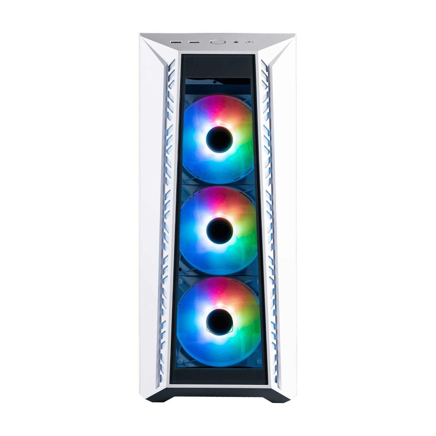 Gabinete Gamer Cooler Master MasterBox MB520 Mid Tower ATX mATX ITX Vidrio Templado 3xFan ARGB Color Blanco Sin Fuente