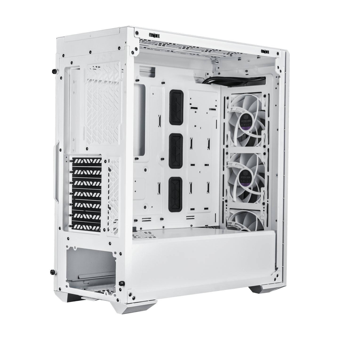 Gabinete Gamer Cooler Master MasterBox MB520 Mid Tower ATX mATX ITX Vidrio Templado 3xFan ARGB Color Blanco Sin Fuente