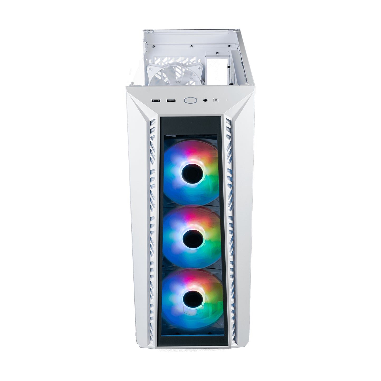Gabinete Gamer Cooler Master MasterBox MB520 Mid Tower ATX mATX ITX Vidrio Templado 3xFan ARGB Color Blanco Sin Fuente