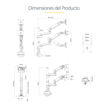 StarTech.com ARMDUALPIVOT soporte para pantalla plana 81.3 cm (32") Escritorio Negro