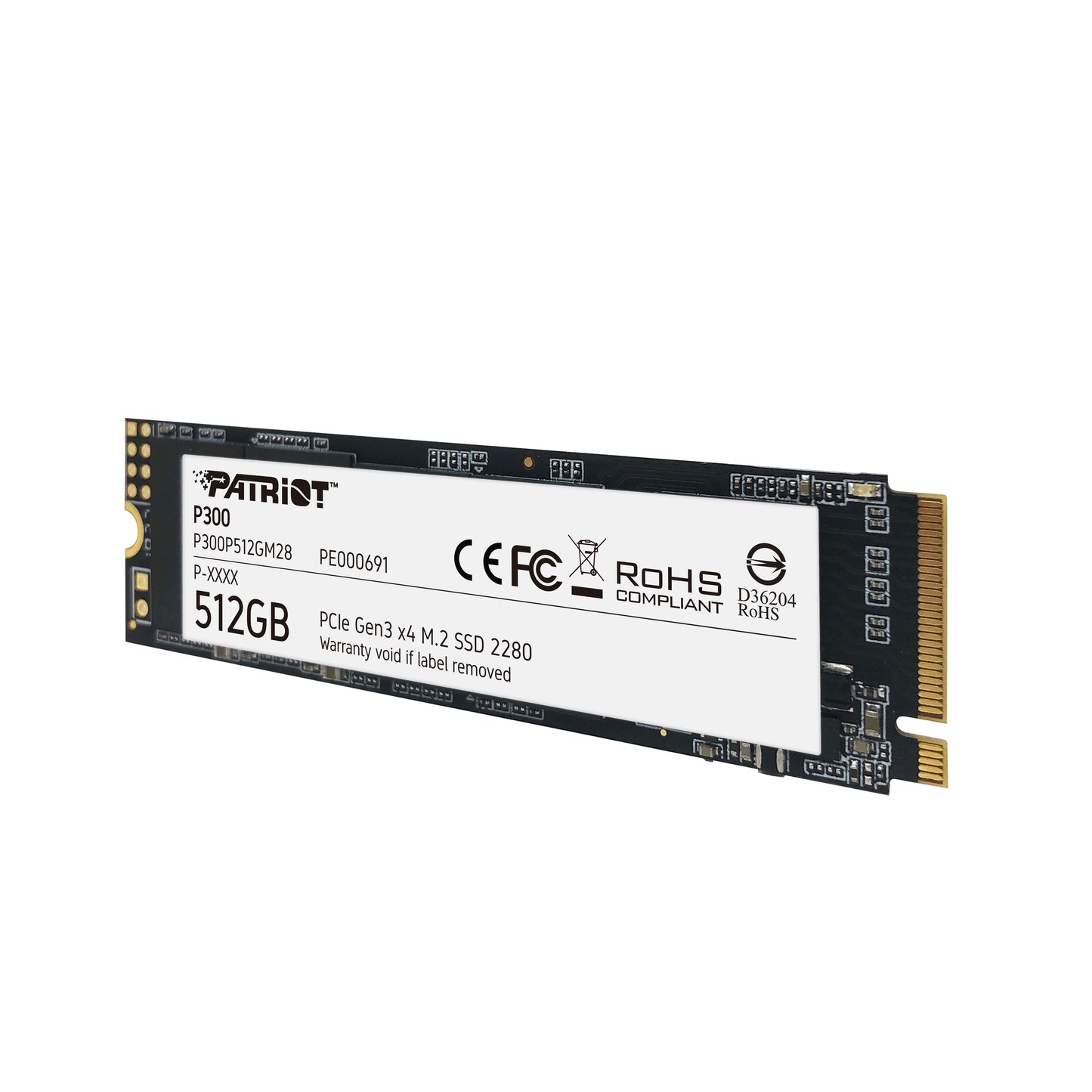Unidad SSD Patriot M.2 512GB P300 PCIE 3.0 NVME 2280 1200MB/s Escritura 1700 MB/s Lectura