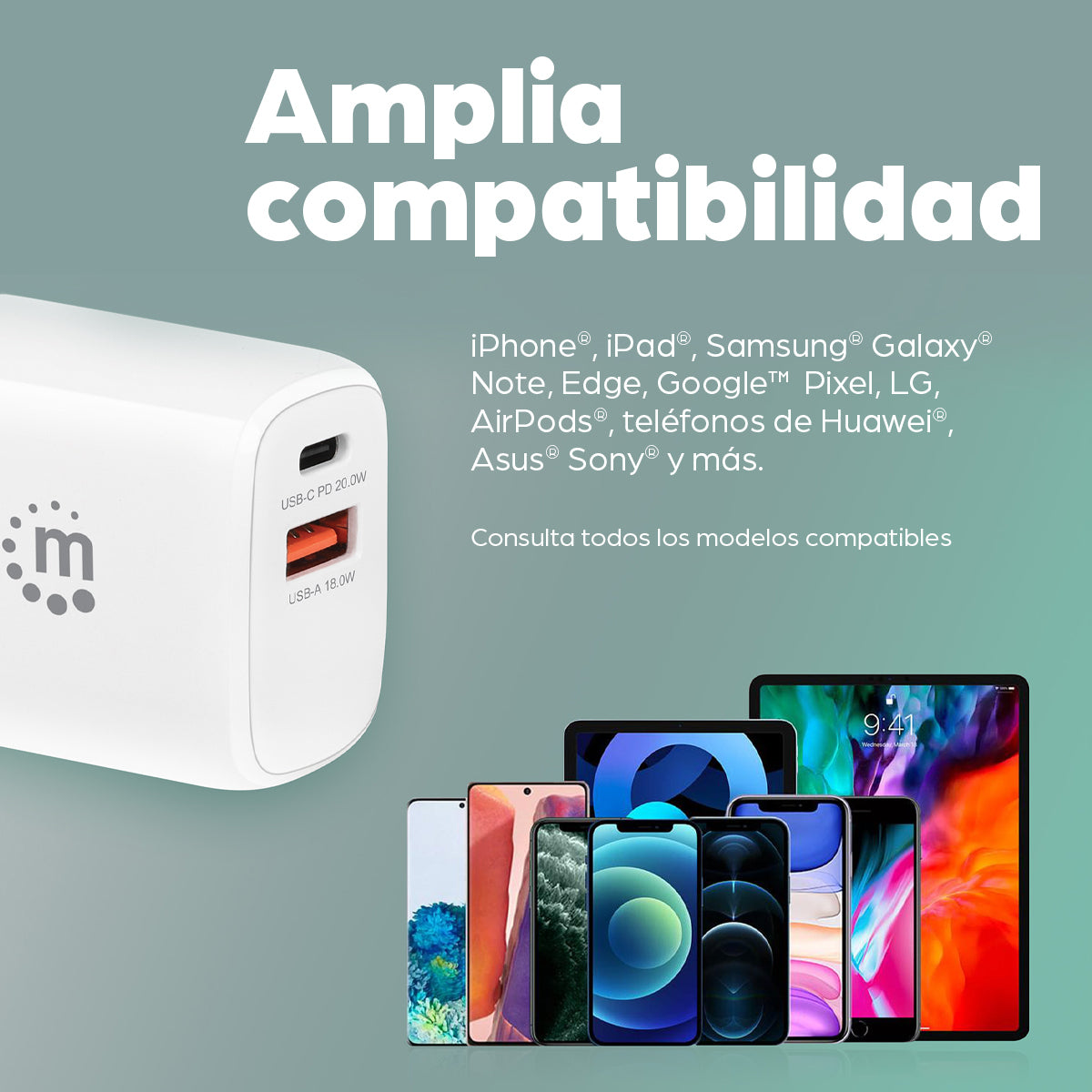 Manhattan 406291 adaptador e inversor de corriente Interior 20 W Blanco