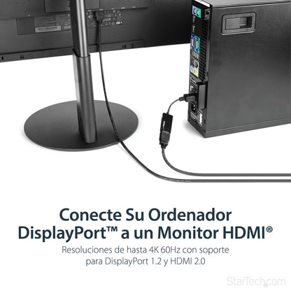 StarTech.com DP2HD4K60S adaptador de cable de vídeo 0.215 m Negro