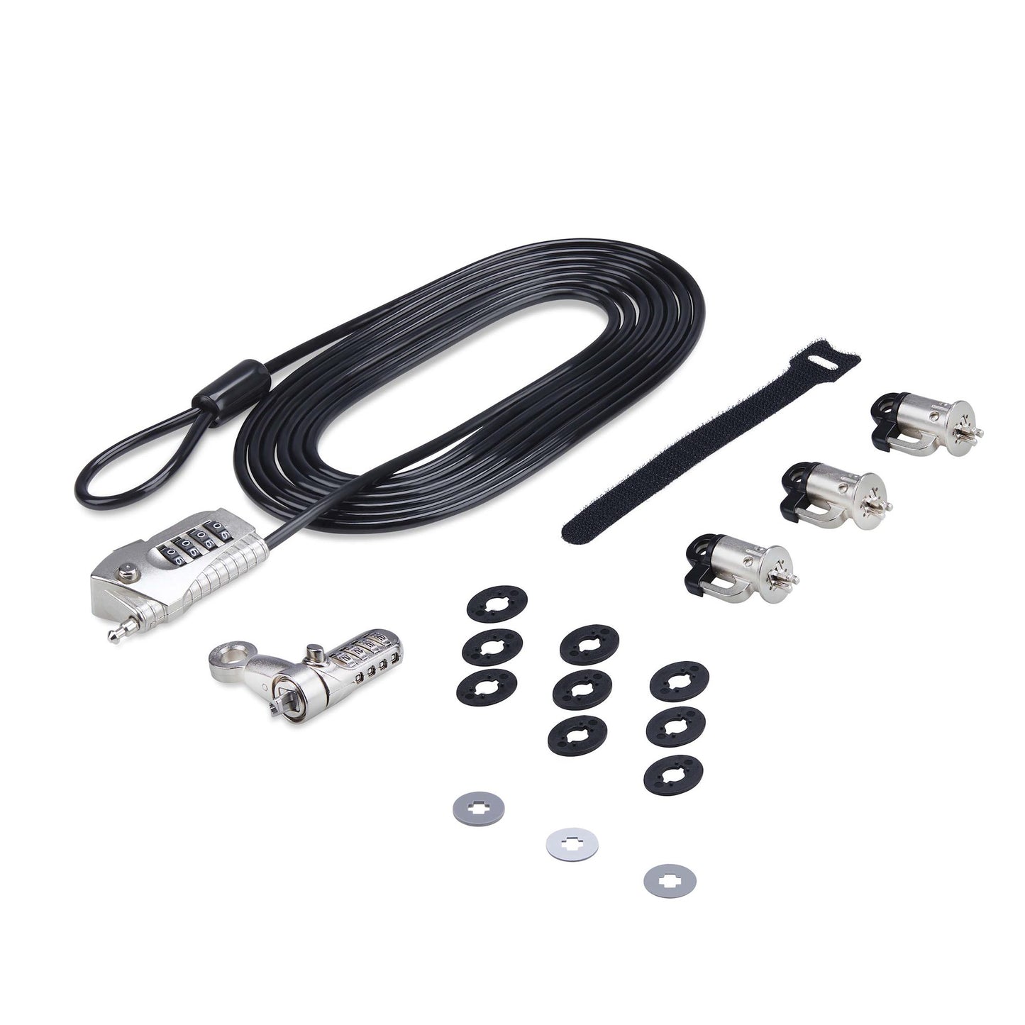 StarTech.com 3M4-DESK-LOCKING-KIT cable antirrobo Negro, Plata