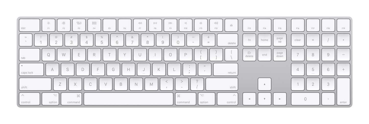 Apple MXCJ3LL/A teclado Universal Bluetooth QWERTY Inglés de EE.UU. Plata, Blanco