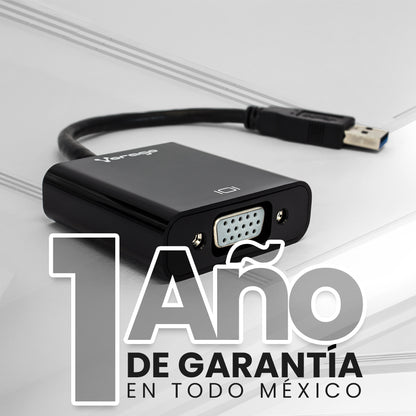 Convertidor Vorago ADP-200 USB 3.0 a VGA FHD Color Negro