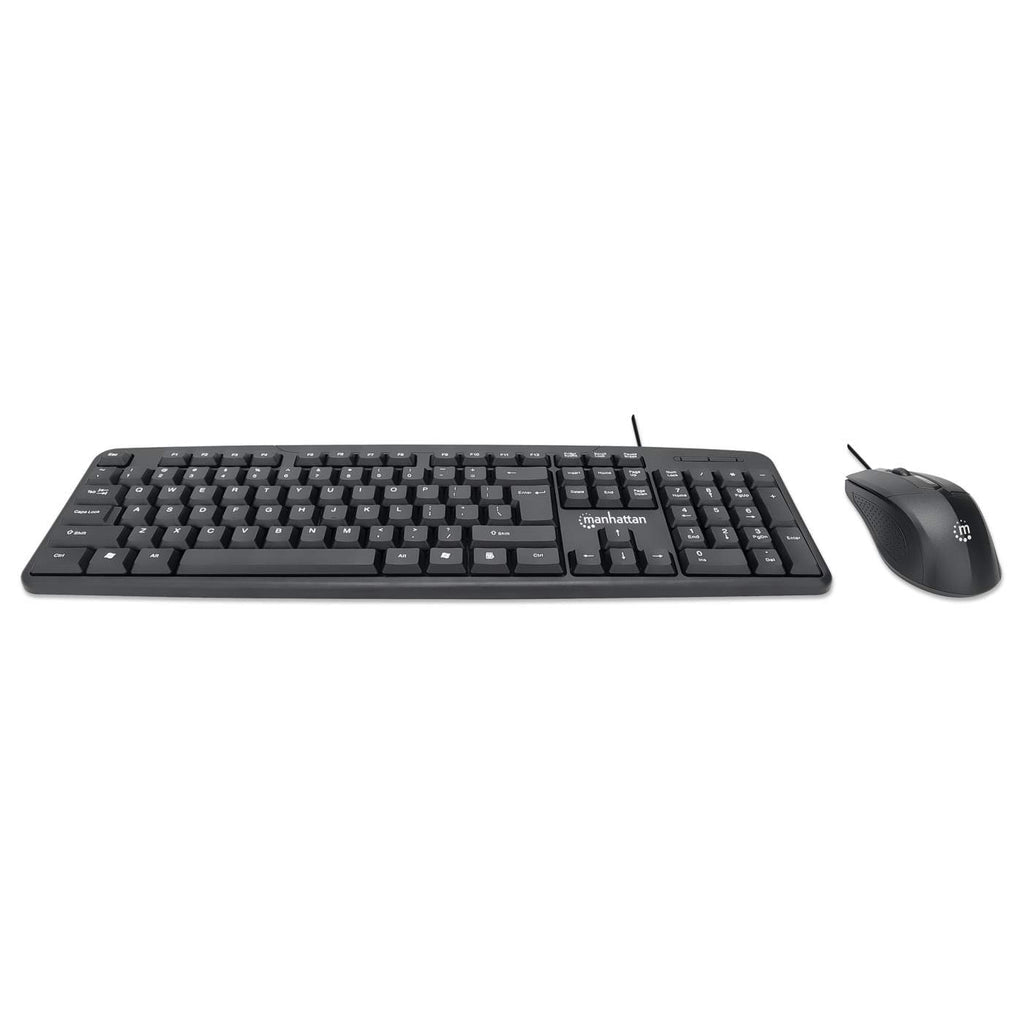 Kit Teclado y Mouse Manhattan Óptico Cableado 1000 ppp Color Negro