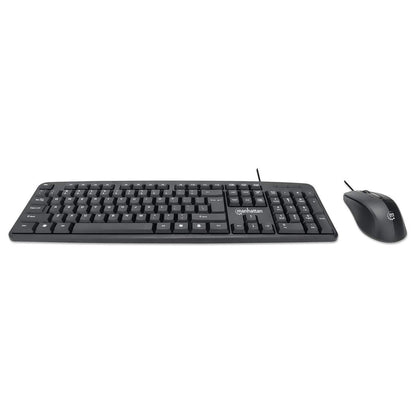 Kit Teclado y Mouse Manhattan Óptico Cableado 1000 ppp Color Negro