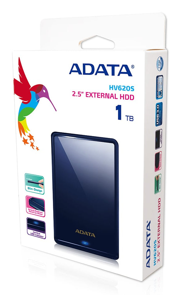 Disco Duro Externo Adata 1TB HV620S 2.5" Micro USB-B 3.0 Azul Resistente a Golpes