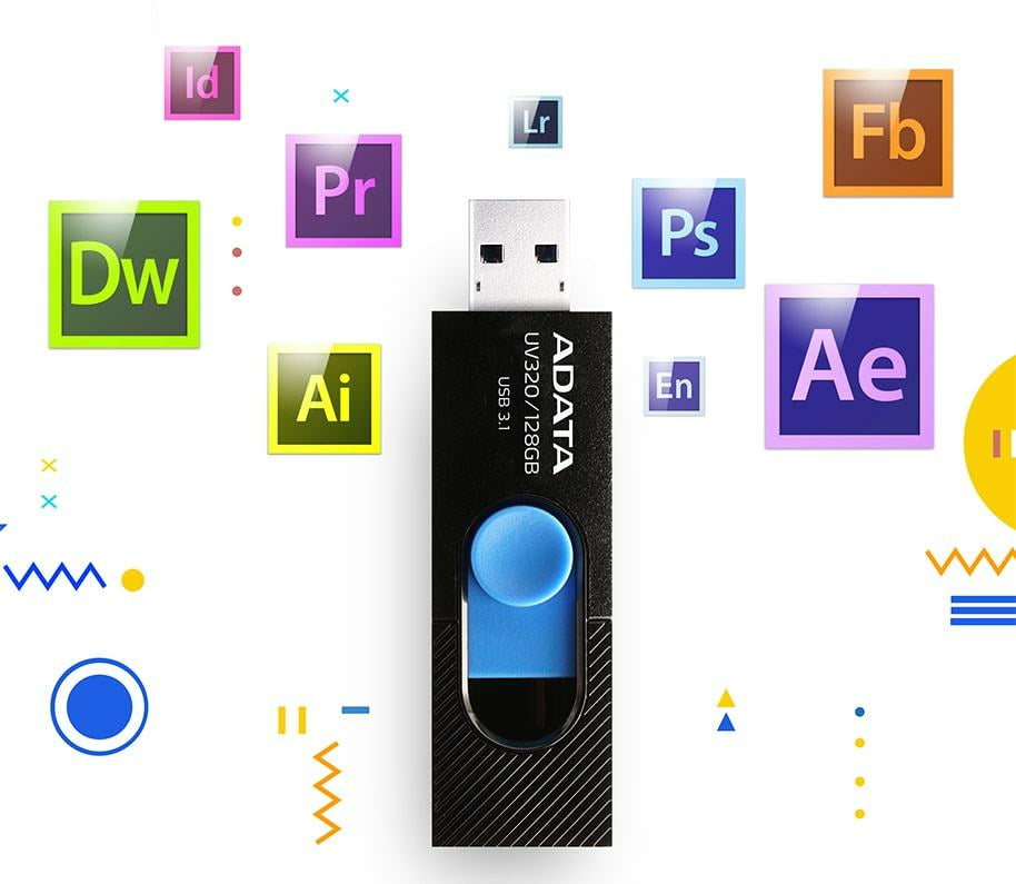 Memoria USB Adata UV320 128 GB 3.2 Color Negro-Azul