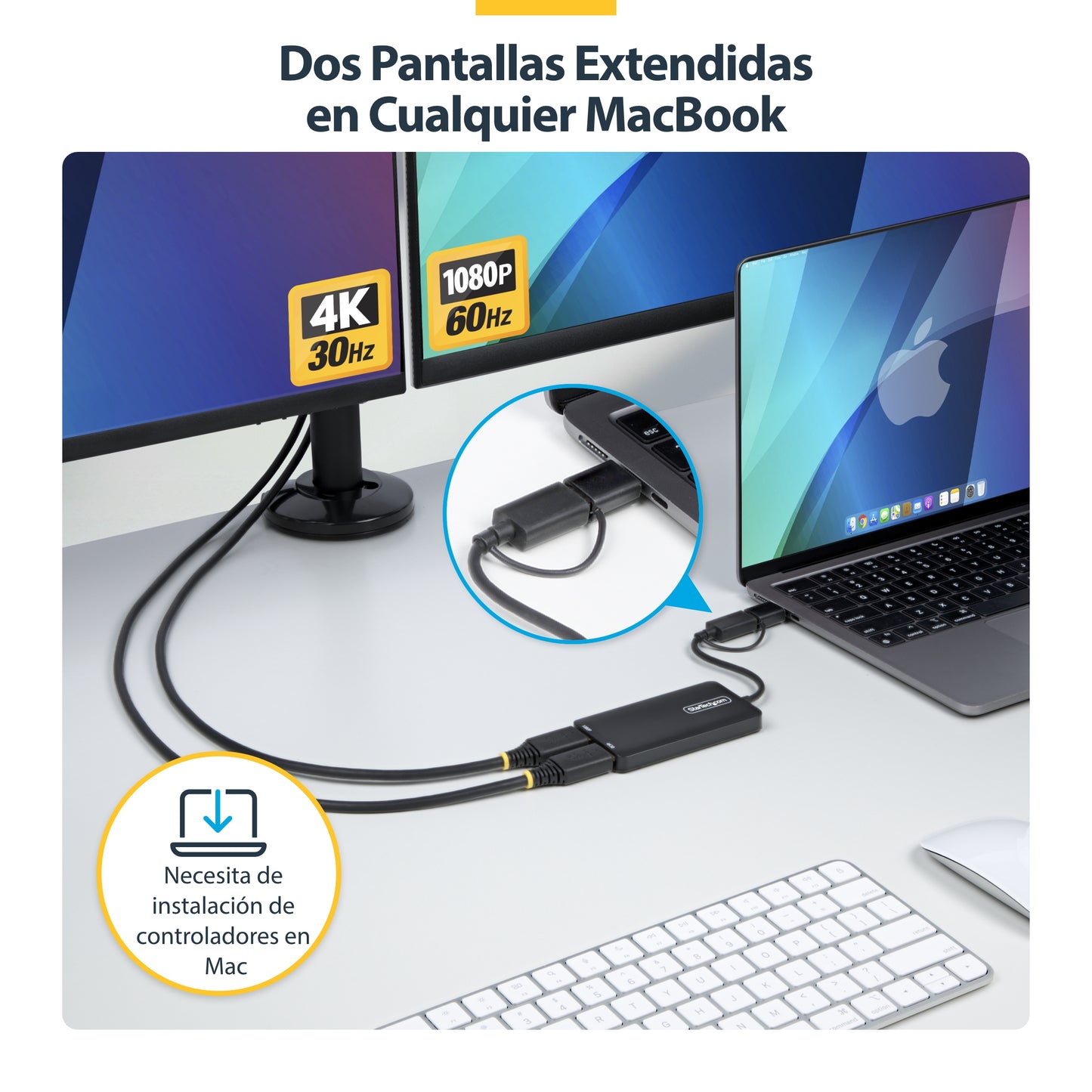 StarTech.com 107B-USB-HDMI adaptador gráfico USB 3840 x 2160 Pixeles Gris