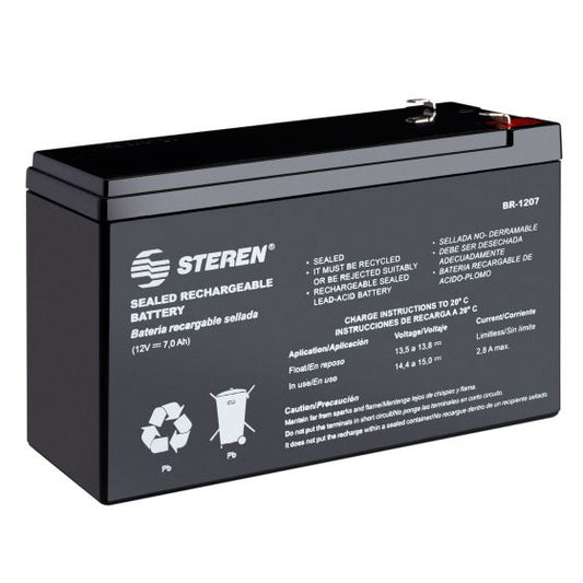 Batería Steren Sellada Ácido-Plomo 12 Vcc 7 Ah Color Negro