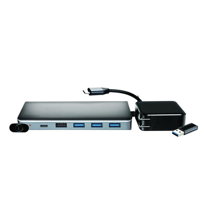 Hub TechZone Silvery 1A Docking Station Bulk 13en1 con Alta Velocidad Miltipuerto HDMI 4K Incluye Adaptador de CA/CC