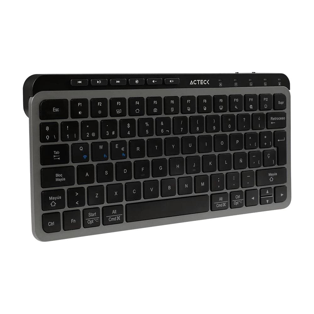 Acteck Creator Krea MK750 teclado Ratón incluido Universal RF inalámbrico + bluetooth QWERTY Español Negro, Gris