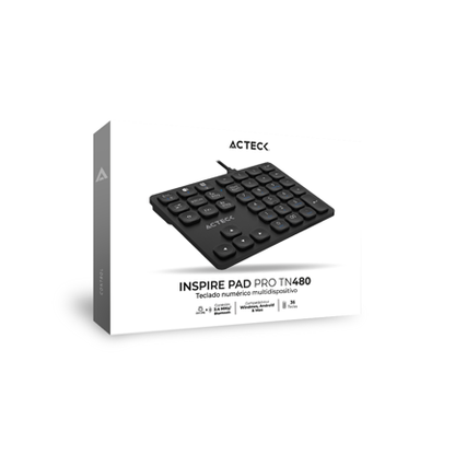 Teclado Numérico Acteck Multidispositivo Inspire Pad Pro TN480  / 2.4 MHz + 2 modos BT  Recargable / Advanced Negro