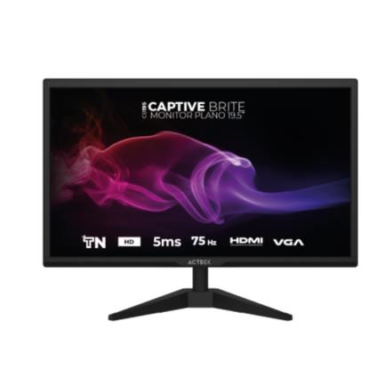 Monitor Acteck 19.5" Plano TN Captive Brite CB215  HD  75Hz-60Hz  5ms  1xVGA  1xHDMI Vesa 75 x 75 mm  Negro