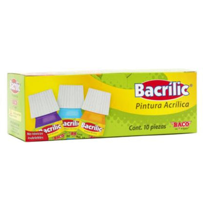 Pintura Baco Bacrílic Acrílica 15ml Color Verde Esmeralda C/10 Pzas