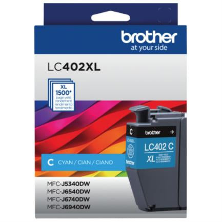 Tinta Brother LC402XL Súper Alto Rendimiento Hasta 1500 Páginas Color Cian