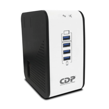 Regulador de voltaje CDP R2CU-AVR1008 1000VA/500W indicadores LED de funcionamiento 8  NEMA 5-15R y 4 puertos USB