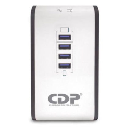 Regulador de voltaje CDP R2CU-AVR1008 1000VA/500W indicadores LED de funcionamiento 8  NEMA 5-15R y 4 puertos USB