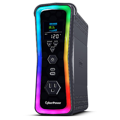 UPS CyberPower GX150C2 1500VA 1000W 120V PFC Activo RGB Panel LCD USB-Cx2