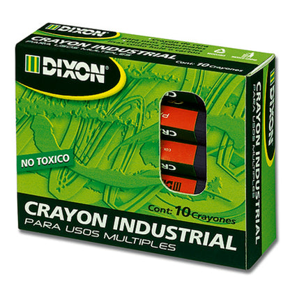 Crayón de Cera Industrial  Dixon Negro Caja con 10 Piezas