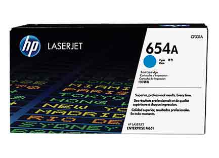 Tóner HP LaserJet 654A Cian