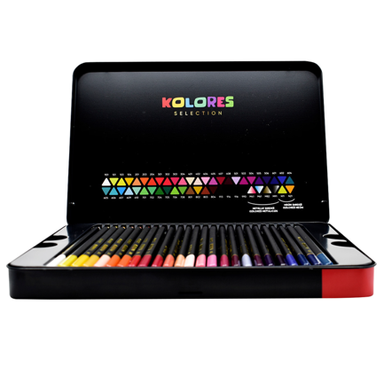 Colores de madera semi profesionales Kores estuche metal c/50 piezas