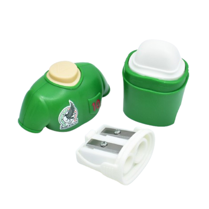 Sacapuntas doble orificio + borrador caja c/6 piezas Selección Mexicana