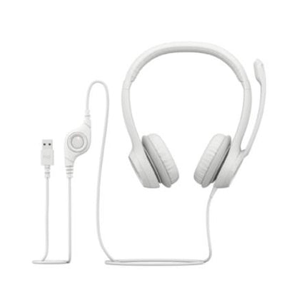 Audífonos Logitech USB H390 para Computadora con Audio Dígital Mejorado Control en Cable Color Blanco Crudo