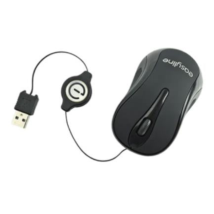 Mini Mouse Easy Line Óptico Retráctil Alámbrico 1000dpi Color Negro