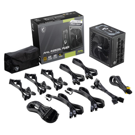 Fuente de Poder 1250W MSI MAG A1250GL PCIE5 80 PLUS Gold ATX Modular 24-pin ATX 135mm