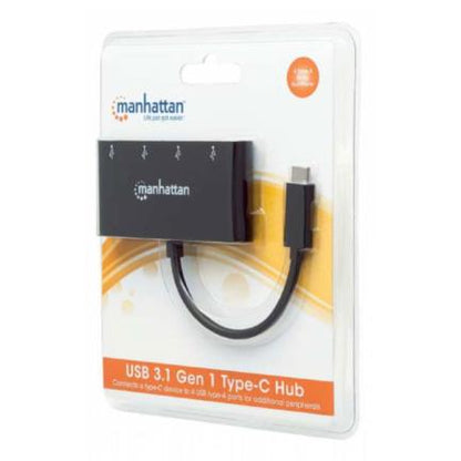 Hub Manhattan USB-C 3.2 Gen1 4 Puertos USB-A Color Negro