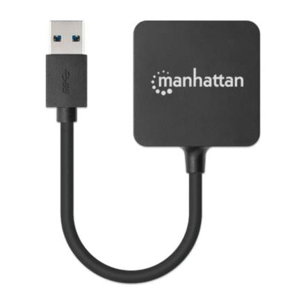 Mini Hub Manhattan USB 3.0 Alta Velocidad 4 Puertos Color Negro