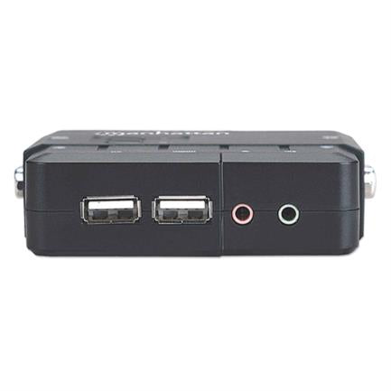 Switch KVM Manhattan Compacto 2 Puertos Desktop USB 2:1 Cables+Audio Color Negro