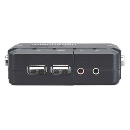 Switch KVM Manhattan Compacto 2 Puertos Desktop USB 2:1 Cables+Audio Color Negro