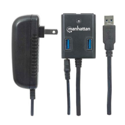 Hub Manhattan USB 3.0 Súper Velocidad 4 Puertos Color Negro