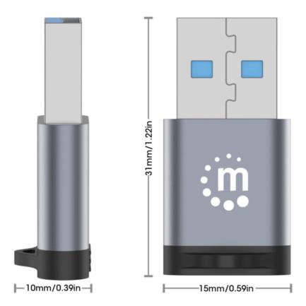 Adaptador USB-C V3.2 Gen1 AM-CH 5Gbps 3A Aluminio Gris Espacial/Negro