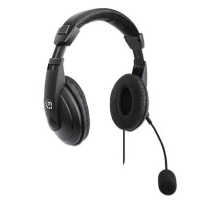 Audífonos Manhattan Estéreo USB Micrófono Ajustable Control Integrado Color Negro