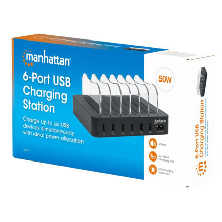 Estación de carga Manhattan USB-A  6 dispositivos 50W